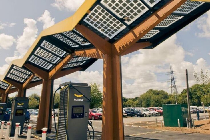 The new electric vehicle charging hub in Oxford, part of the Energy Superhub Oxford project