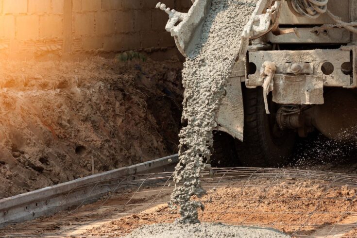 Cement being poured on a construction site
