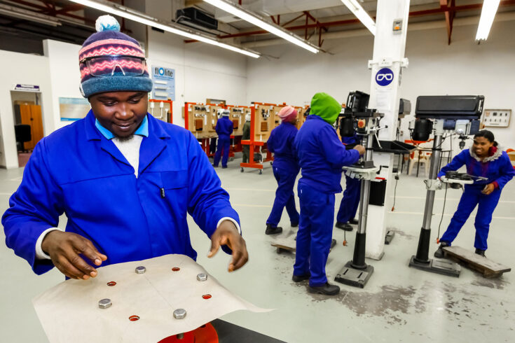 Students at a vocational skills training centre in South Africa.