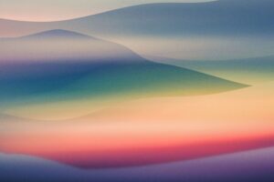 Strokes of blue, green, yellow, orange, pink and purple creating