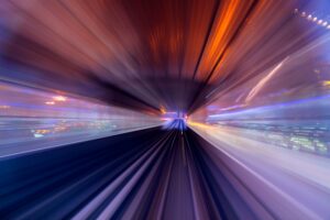 Blurred light train