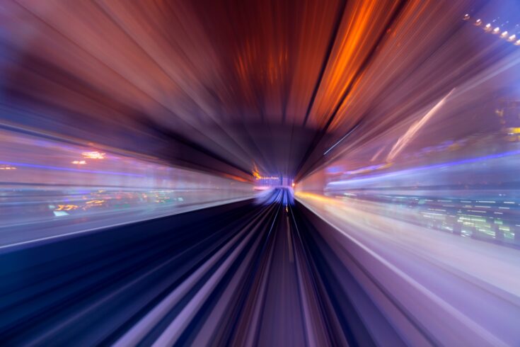 Blurred light train