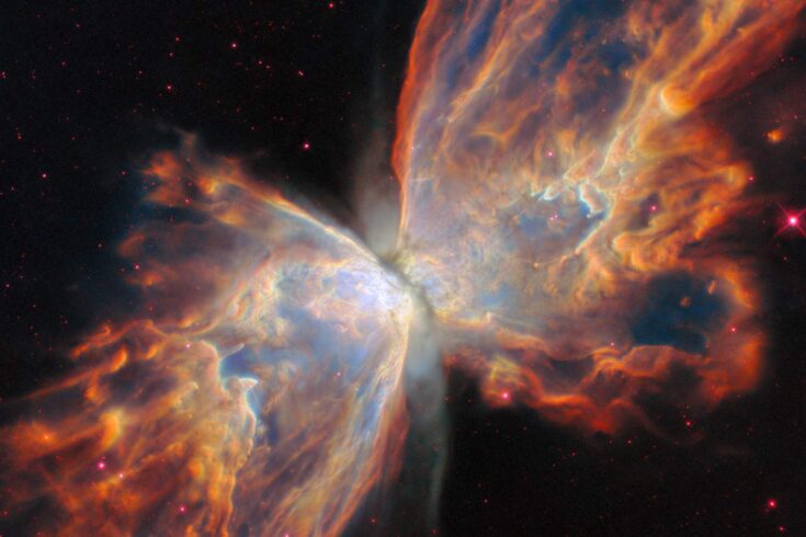 Image of the Butterfly Nebula through the optical hubble telescope.