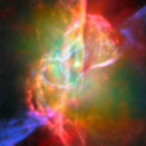 Image of the Butterfly Nebula as captured through the James Webb Space Telescope and ALMA