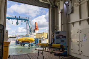 Boaty McBoatface autonomous vehicle and a glider onboard RRS Discovery.