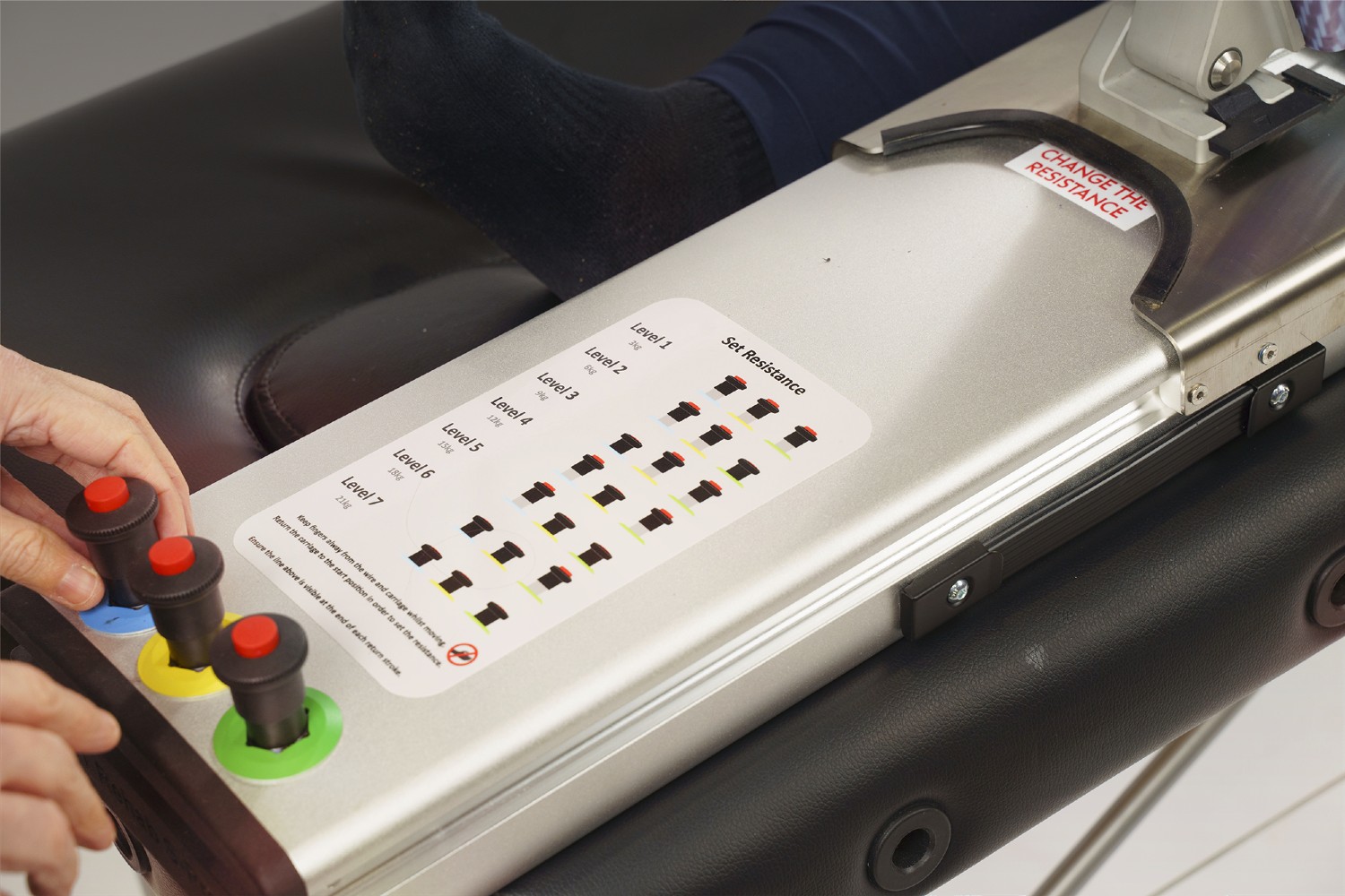 Close-up of the controls on an S-Press machine