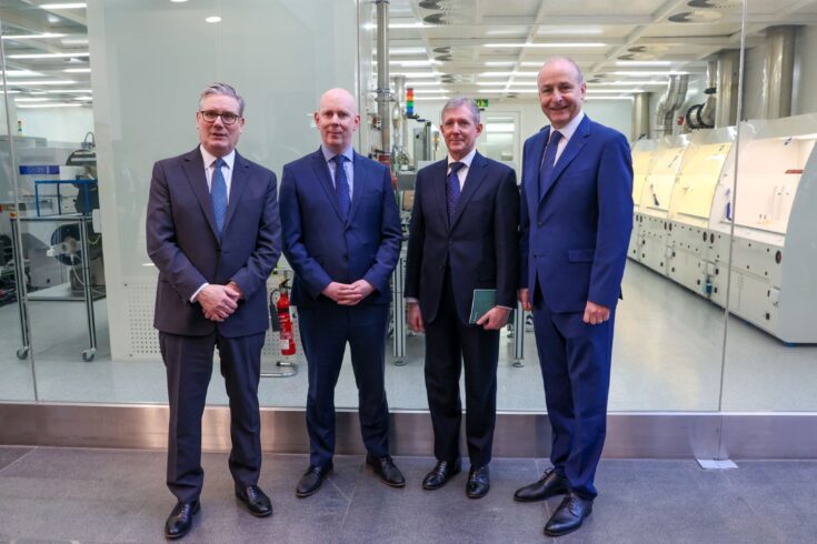 From left to right: Prime Minister Sir Keir Starmer, Research Ireland CEO Dr Diarmuid O’Brien, UKRI International Champion Professor Christopher Smith, and Taoiseach Micheál Martin TD