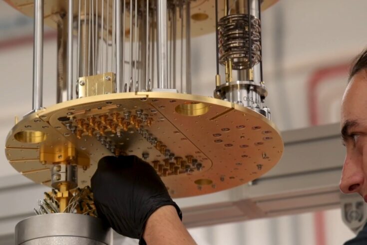 Scientist working on a piece of equipment at the National Quantum Computing Centre