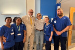 Chris with the NEOVACC study clinical team at The Clatterbridge Cancer Centre